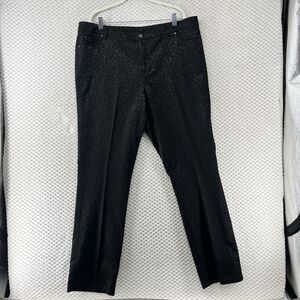 Multiples Pants Chic Black Animal Print Trousers Career‎ Casual Burnout Size 20W